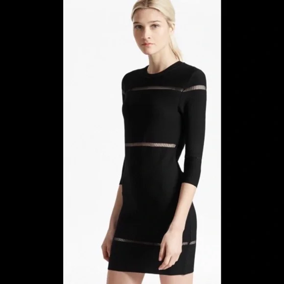 square neck knitted dress Ribbed Knit Square Neck Bodycon Sweater Dress Pink / L main image 1